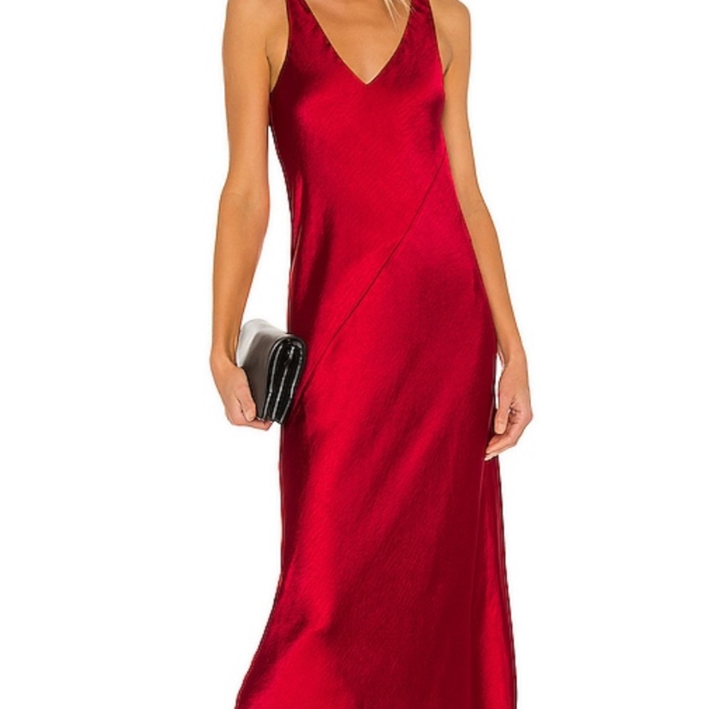 Line and dot red maxi dress worn once